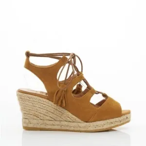 Kanna Ante Camel Women’s Lace Up Wedge Sandals size 38 EUC