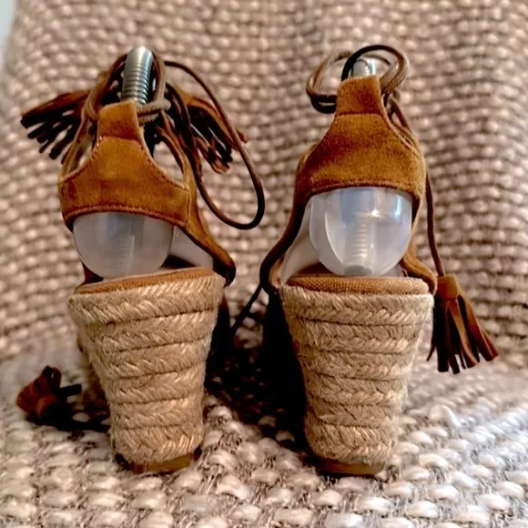 Kanna Ante Camel Women’s Lace Up Wedge Sandals size 38 EUC
