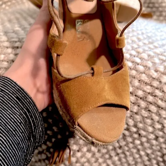 Kanna Ante Camel Women’s Lace Up Wedge Sandals size 38 EUC