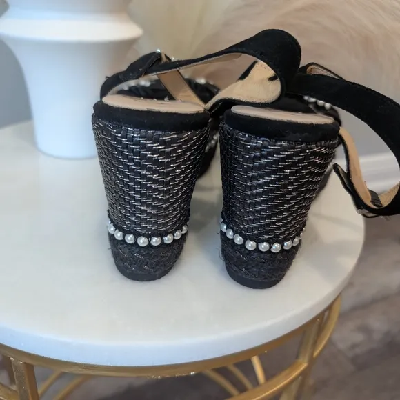 Kanna Black Wedge Sandals with Bold Platform