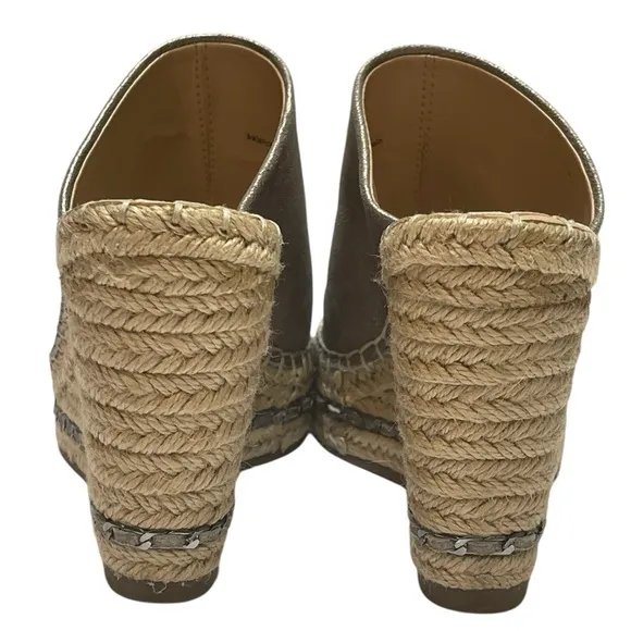 KARL LAGERFELD CARINA METALLIC ESPADRILLE WEDGE SANDALS SZ 5 M EUC