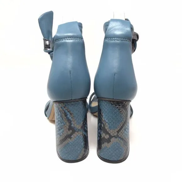 Karl Lagerfeld Mabli Ankle Strap Sandals Size 8 Block Heel Snake Skin Leather