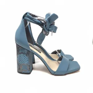 Karl Lagerfeld Mabli Ankle Strap Sandals Size 8 Block Heel Snake Skin Leather