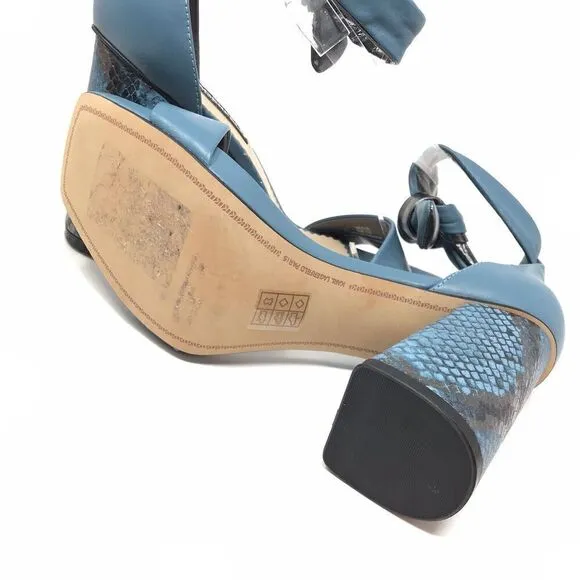 Karl Lagerfeld Mabli Ankle Strap Sandals Size 8 Block Heel Snake Skin Leather