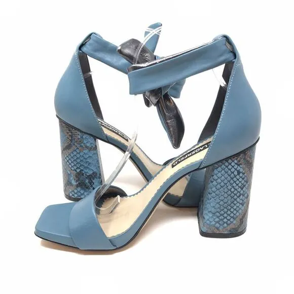 Karl Lagerfeld Mabli Ankle Strap Sandals Size 8 Block Heel Snake Skin Leather