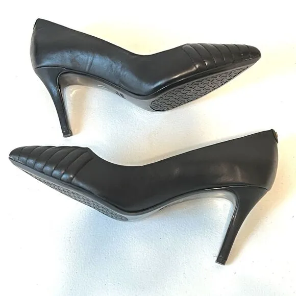 Karl Lagerfeld Paris LEATHER ROULLE 3.5&quot; HEELS PUMPS SHOES