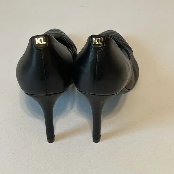 Karl Lagerfeld Paris LEATHER ROULLE 3.5&quot; HEELS PUMPS SHOES
