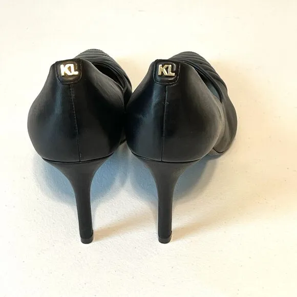 Karl Lagerfeld Paris LEATHER ROULLE 3.5&quot; HEELS PUMPS SHOES