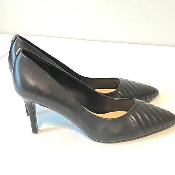 Karl Lagerfeld Paris LEATHER ROULLE 3.5&quot; HEELS PUMPS SHOES
