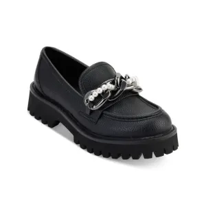 KARL LAGERFELD PARIS Womens Black 1&quot; Platform Chain Gemsy Loafers Shoes 5.5