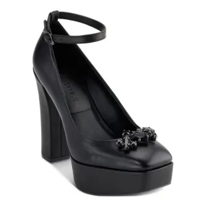 KARL LAGERFELD PARIS Womens Black 1&quot; Platform Varun Leather Pumps Shoes 5 M