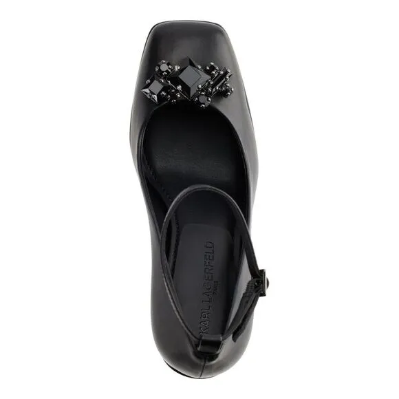KARL LAGERFELD PARIS Womens Black 1&quot; Platform Varun Leather Pumps Shoes 5 M