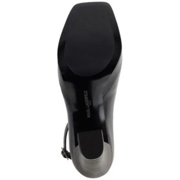 KARL LAGERFELD PARIS Womens Black 1&quot; Platform Varun Leather Pumps Shoes 5 M