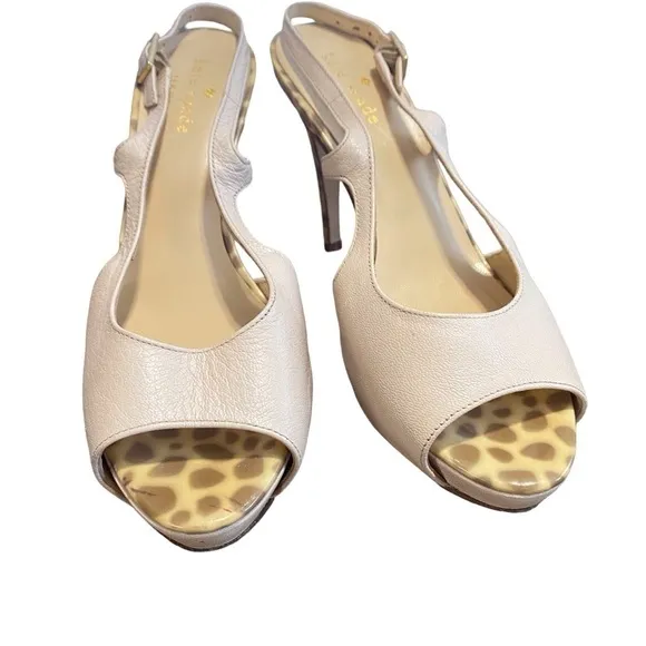 Kate Spade Animal Print Leather Slingback Platform Heels l Women size 6 Shoes