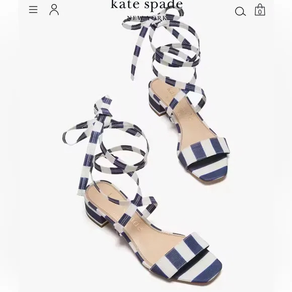 KATE SPADE Aphrodite Sandals in Awning Stripe/Outerspace Blue and White Size 8.5