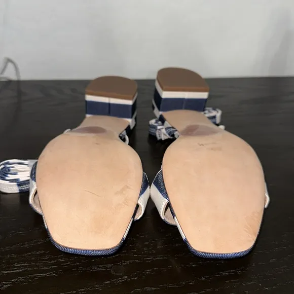 KATE SPADE Aphrodite Sandals in Awning Stripe/Outerspace Blue and White Size 8.5