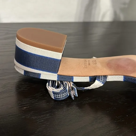 KATE SPADE Aphrodite Sandals in Awning Stripe/Outerspace Blue and White Size 8.5