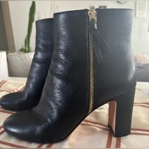 Kate Spade Black Pebble Leather Ankle Boots