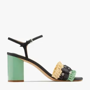 ♠️Kate Spade Bora Bora Heeled Sandals, Black/ Natural/ Mint NIB