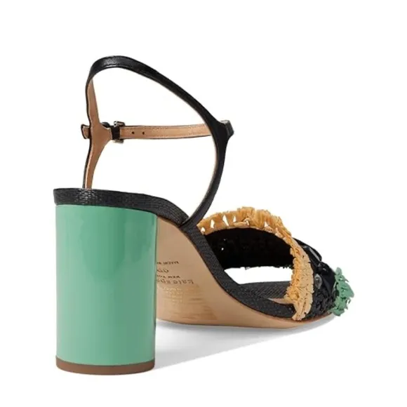 ♠️Kate Spade Bora Bora Heeled Sandals, Black/ Natural/ Mint NIB
