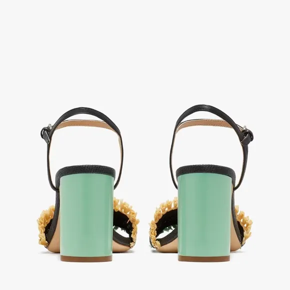 ♠️Kate Spade Bora Bora Heeled Sandals, Black/ Natural/ Mint NIB