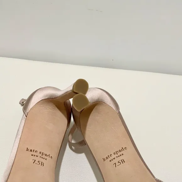 Kate Spade Bridal Bow Champagne Satin Platform Sandal Stiletto Heel Evening pump
