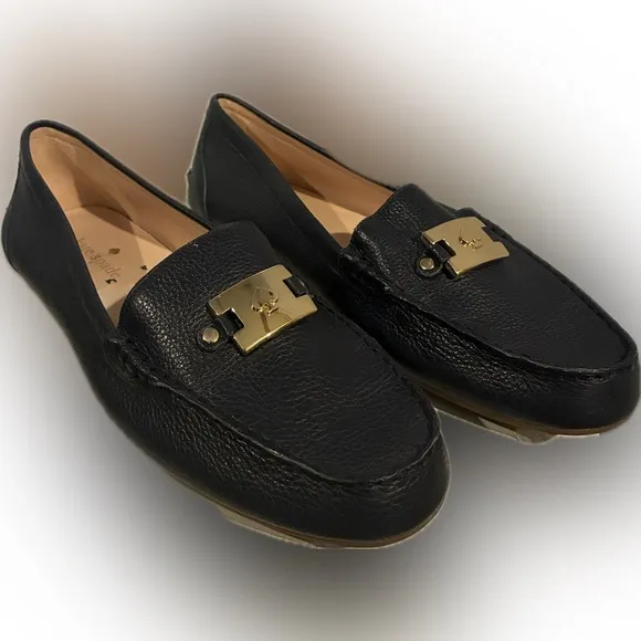 Kate Spade Carmen Loafers Navy Dark Blue Leather Size 10