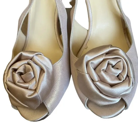Kate Spade Champagne Suede Slingback Heels Size 8