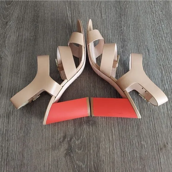 Kate Spade Ibarra Block Heel Buckle Sandals Camel Red 4 Inch Heel Women’s 9 B