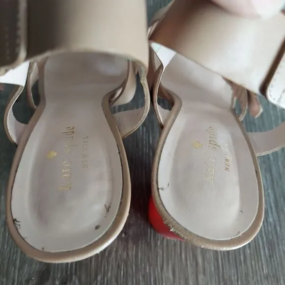 Kate Spade Ibarra Block Heel Buckle Sandals Camel Red 4 Inch Heel Women’s 9 B