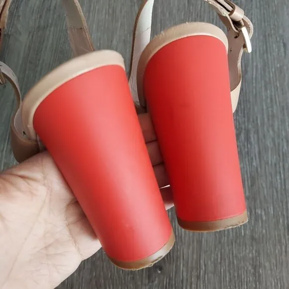 Kate Spade Ibarra Block Heel Buckle Sandals Camel Red 4 Inch Heel Women’s 9 B
