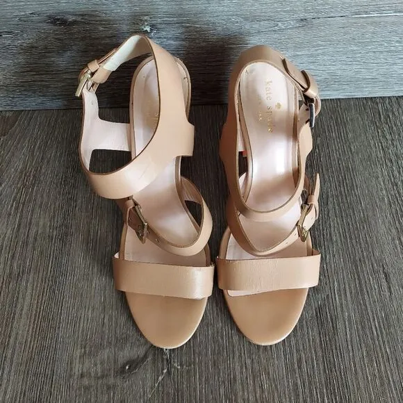 Kate Spade Ibarra Block Heel Buckle Sandals Camel Red 4 Inch Heel Women’s 9 B