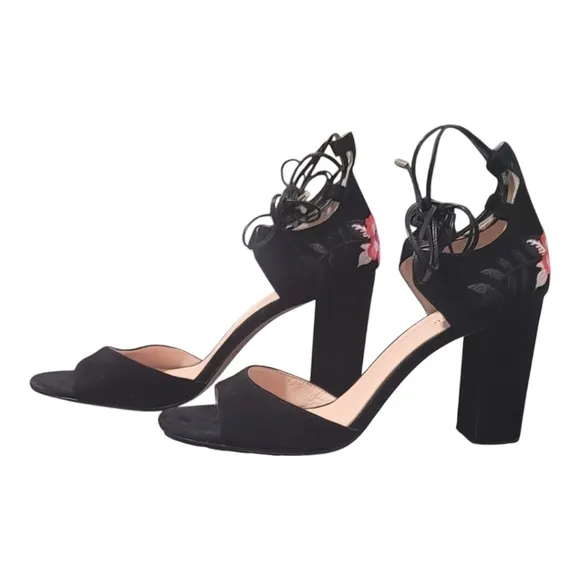 Kate Spade New York Oasis Lace Up High Heel Sandals - 10M - Black Suede - NWOT