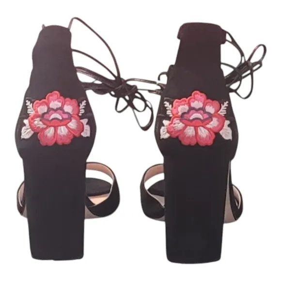 Kate Spade New York Oasis Lace Up High Heel Sandals - 10M - Black Suede - NWOT