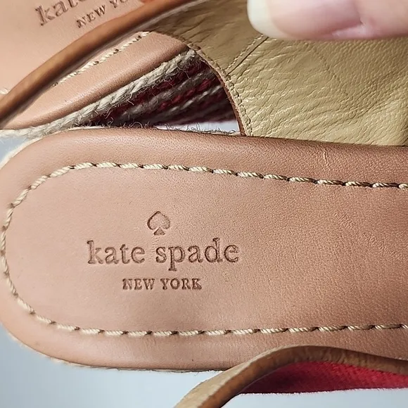 kate spade New York Red &amp; Blue Bow Platform Wedge Espadrille Heels Size 10