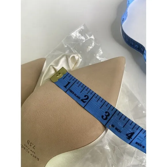 Kate Spade New York Sheela Pumps Open Back Satin Lux Ivory Bow K0348 Size 7.5