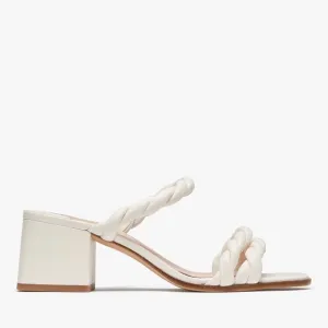 ♠️Kate Spade Nina Twisted Braided Strap Slide Heeled Dress Sandals, Cream NIB