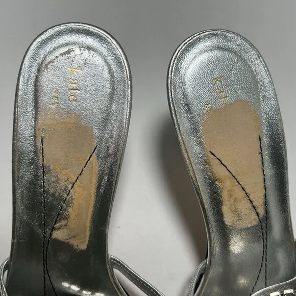 Kate Spade Rhinestone Crystal Mule Sandals Heels Silver Size 8.5 Wedding Party