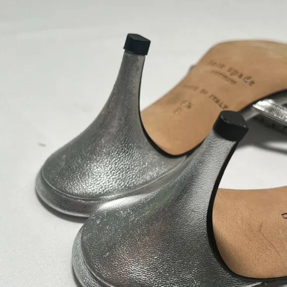 Kate Spade Rhinestone Crystal Mule Sandals Heels Silver Size 8.5 Wedding Party