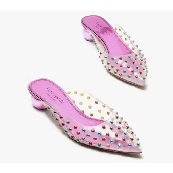 Kate Spade Sz 8 $298 Honor Slip On Mule Spherical Pump Multi Shoes NEW