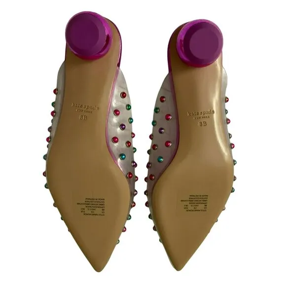 Kate Spade Sz 8 $298 Honor Slip On Mule Spherical Pump Multi Shoes NEW