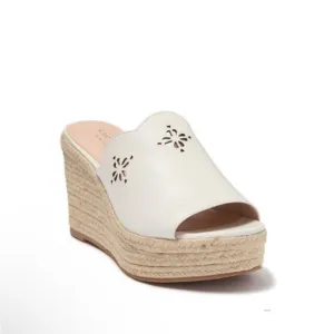 Kate Spade Tenley Espadrille Wedge Leather Sandals White Size 8.5