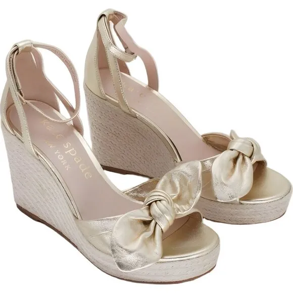 Kate Spade Tianna Gold Wedge Sandals Women's Size 9M
