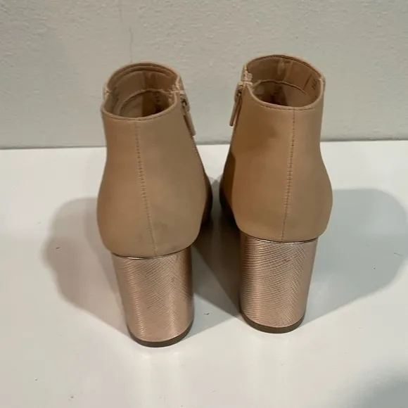 KATIE PERRY The Cora tan ankle boots rose gold chunky heel size 6.5