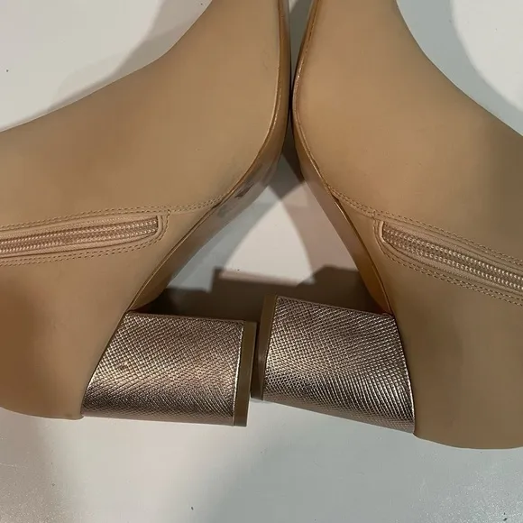 KATIE PERRY The Cora tan ankle boots rose gold chunky heel size 6.5