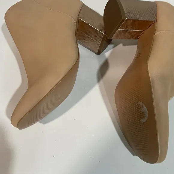 KATIE PERRY The Cora tan ankle boots rose gold chunky heel size 6.5
