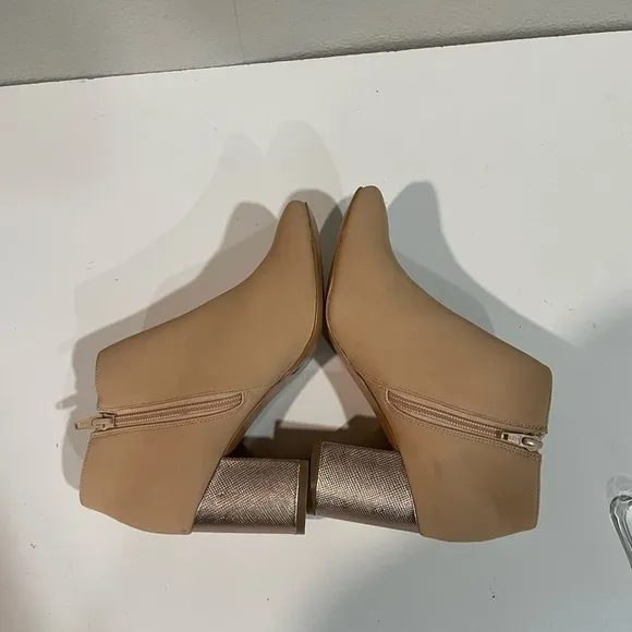 KATIE PERRY The Cora tan ankle boots rose gold chunky heel size 6.5