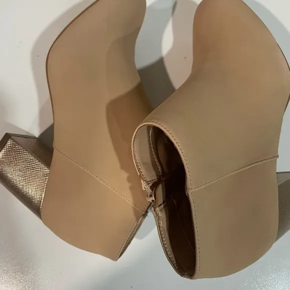 KATIE PERRY The Cora tan ankle boots rose gold chunky heel size 6.5