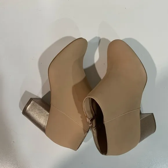KATIE PERRY The Cora tan ankle boots rose gold chunky heel size 6.5