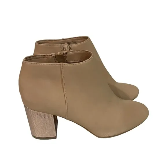 KATIE PERRY The Cora tan ankle boots rose gold chunky heel size 6.5